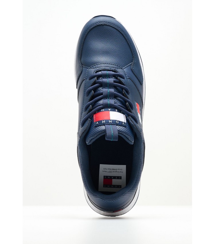 Men Casual Shoes Jeans.Flexi Blue Leather Tommy Hilfiger