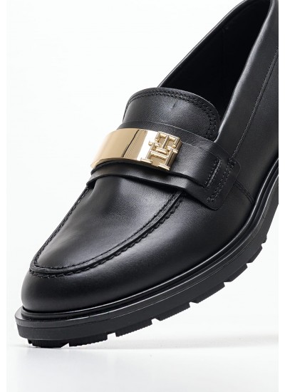 Γυναικεία Μοκασίνια Lea.Loafer Μαύρο Δέρμα Tommy Hilfiger