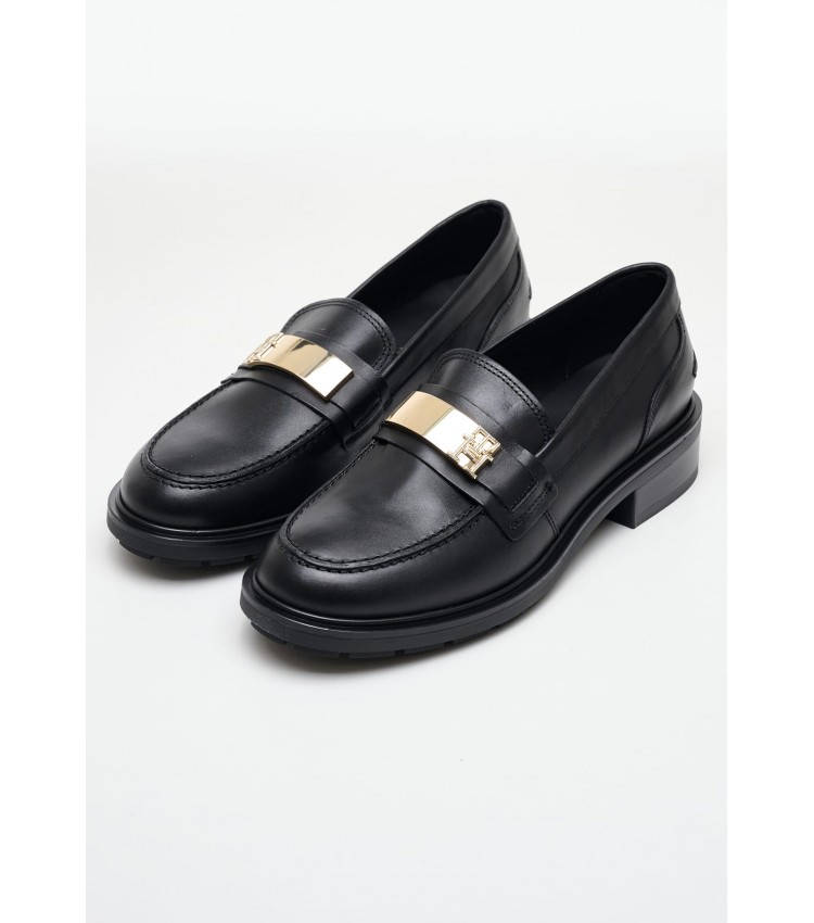 Γυναικεία Μοκασίνια Lea.Loafer Μαύρο Δέρμα Tommy Hilfiger