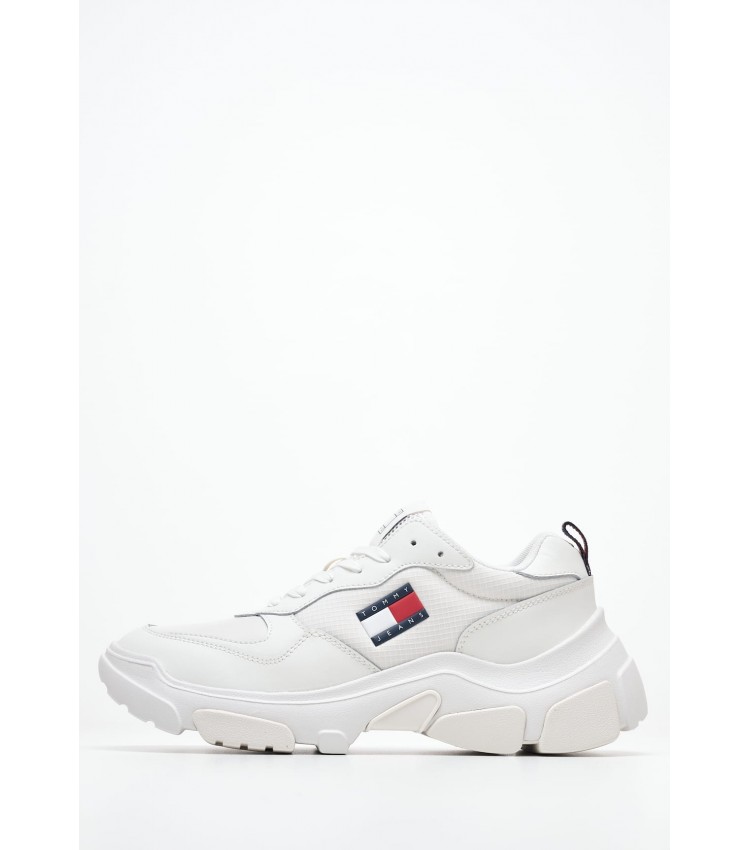 Women Casual Shoes Lightweight.Hybrid White Leather Tommy Hilfiger