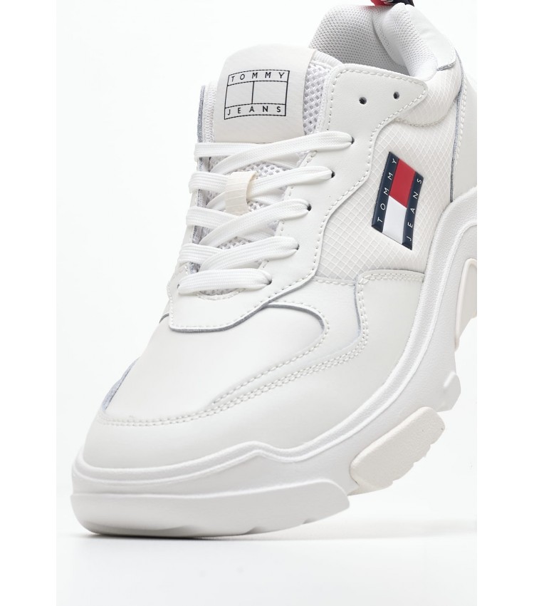 Women Casual Shoes Lightweight.Hybrid White Leather Tommy Hilfiger