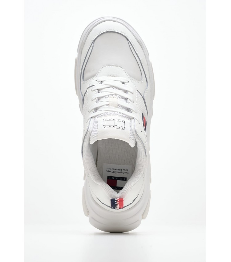 Women Casual Shoes Lightweight.Hybrid White Leather Tommy Hilfiger