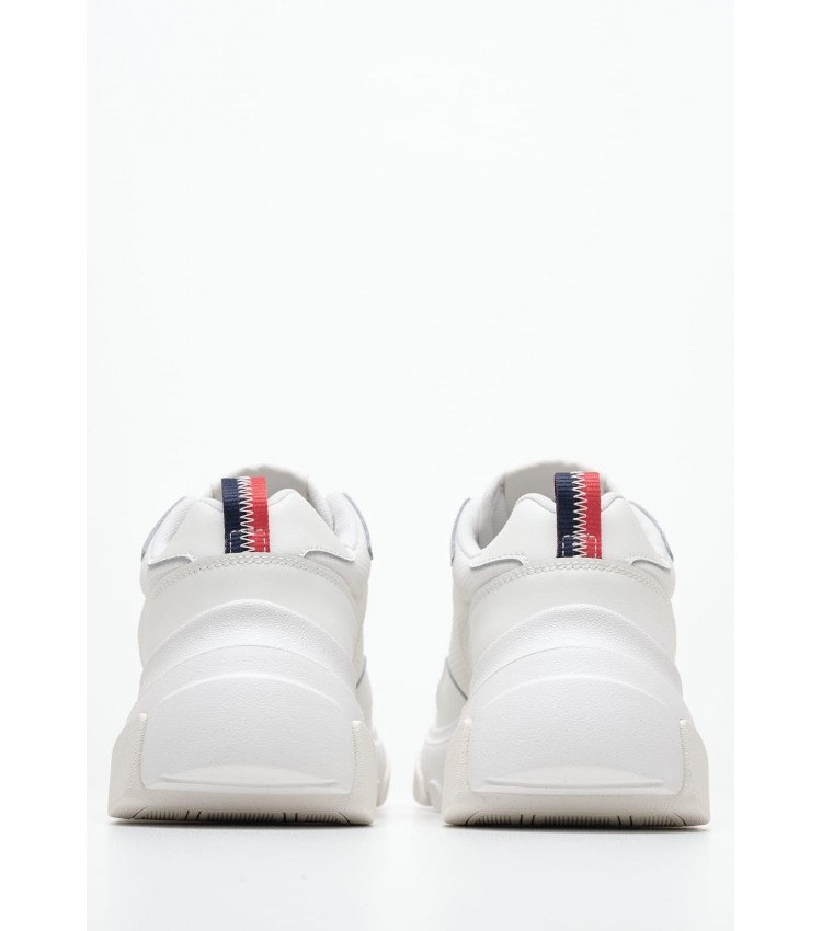 Women Casual Shoes Lightweight.Hybrid White Leather Tommy Hilfiger