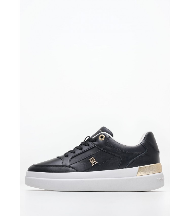 Women Casual Shoes Lux.Hardware Black Leather Tommy Hilfiger