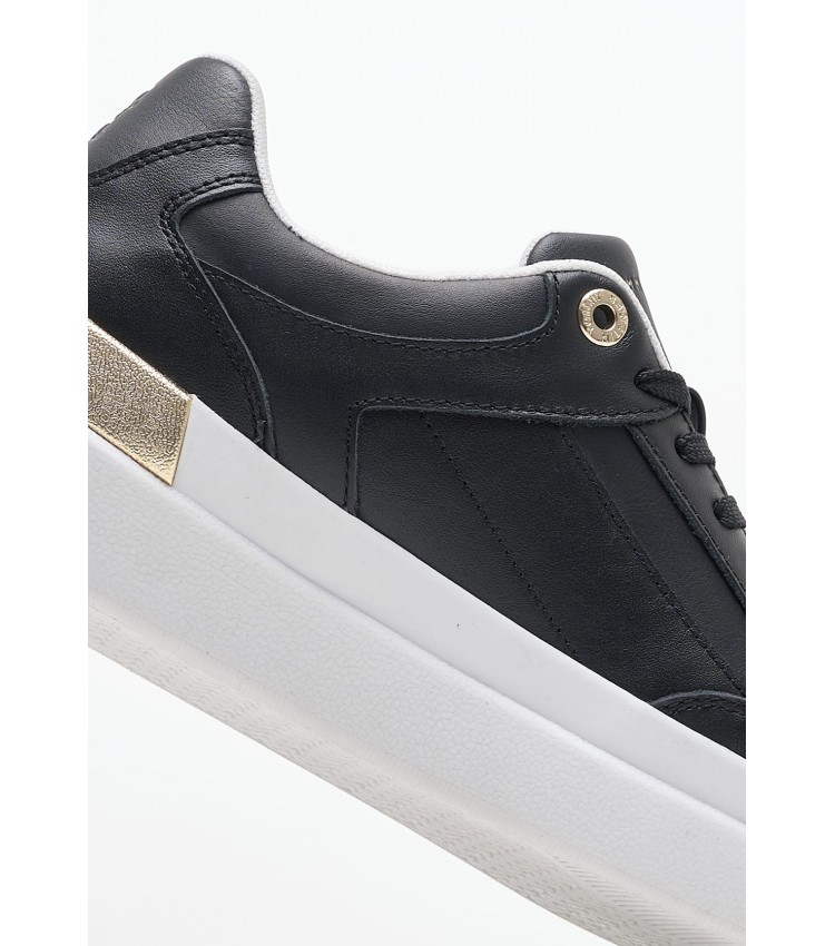 Women Casual Shoes Lux.Hardware Black Leather Tommy Hilfiger