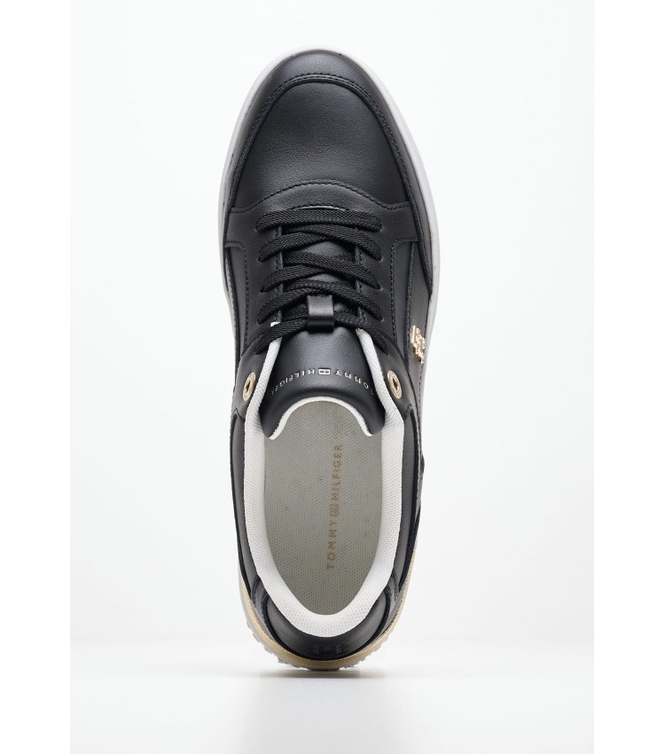 Women Casual Shoes Lux.Hardware Black Leather Tommy Hilfiger