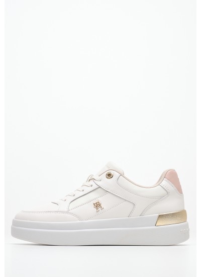 Women Casual Shoes Lux.Hardware White Leather Tommy Hilfiger