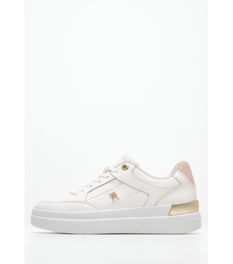 Women Casual Shoes Lux.Hardware White Leather Tommy Hilfiger