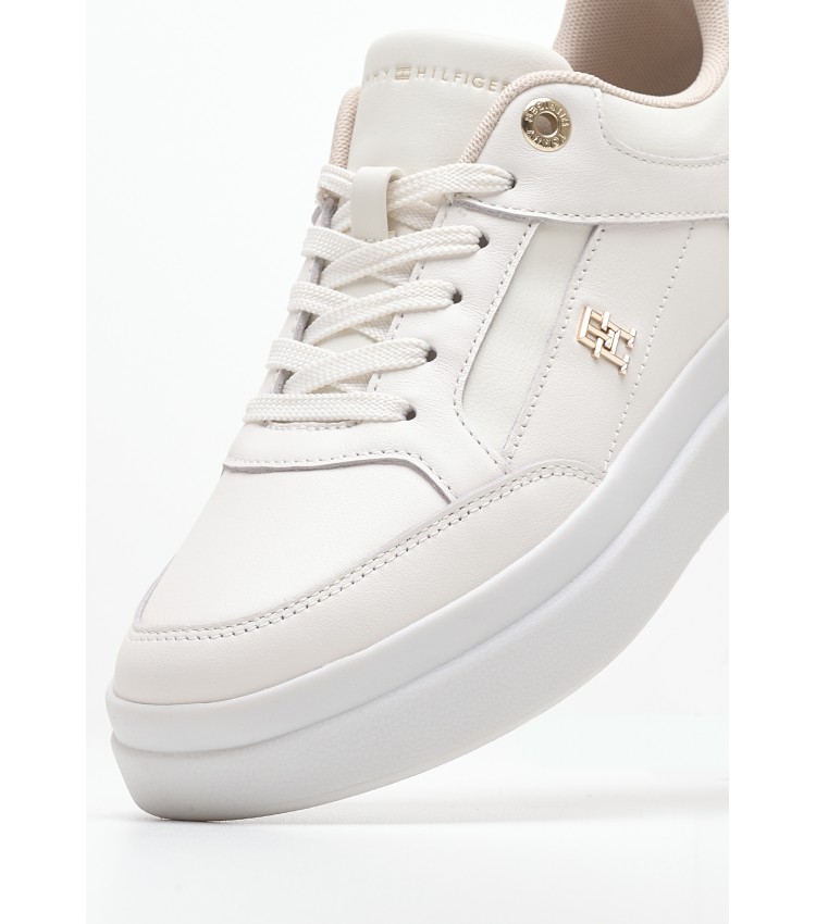 Women Casual Shoes Lux.Hardware White Leather Tommy Hilfiger