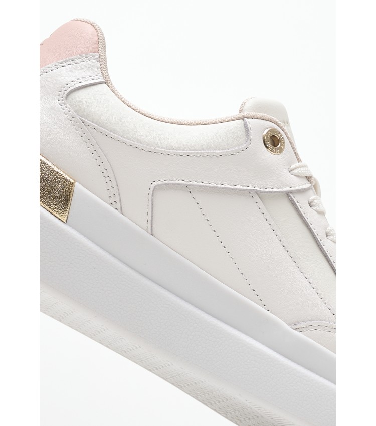 Women Casual Shoes Lux.Hardware White Leather Tommy Hilfiger