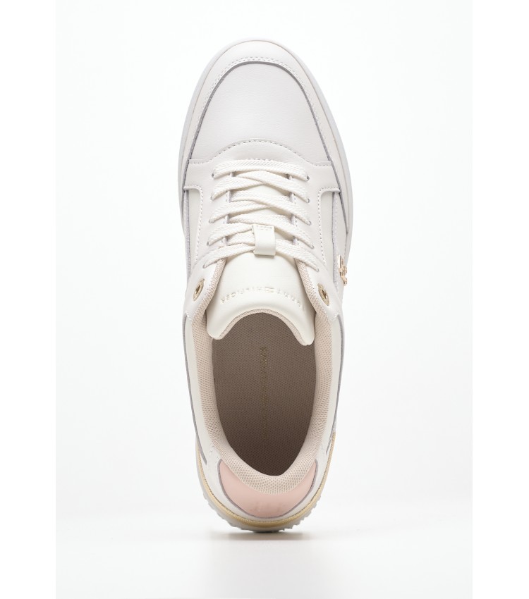 Women Casual Shoes Lux.Hardware White Leather Tommy Hilfiger