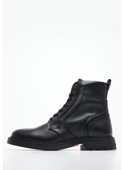 Ανδρικά Μποτάκια Lwt.Boot Μαύρο Δέρμα Tommy Hilfiger