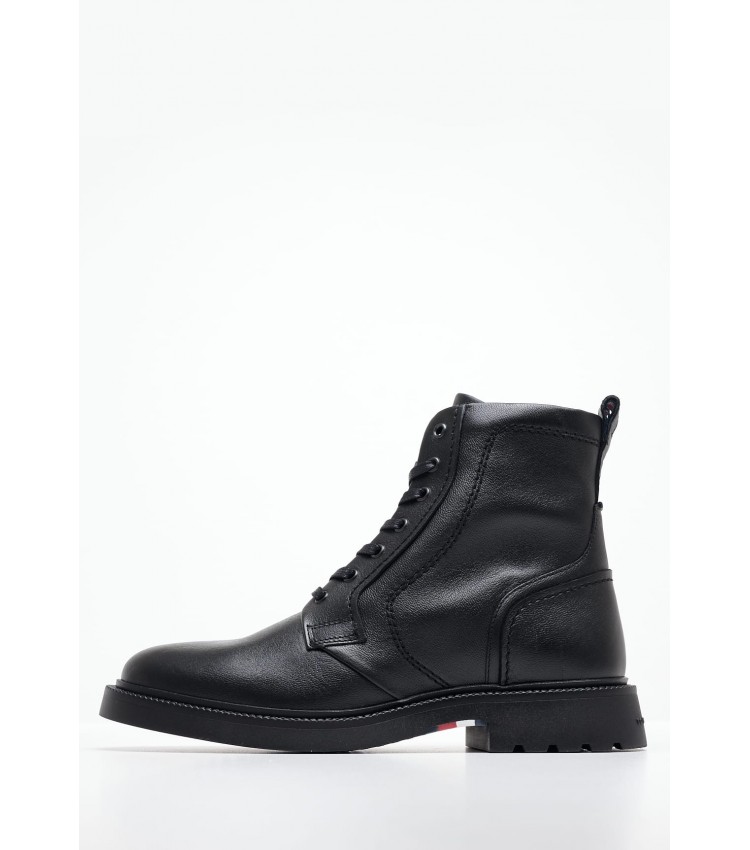 Ανδρικά Μποτάκια Lwt.Boot Μαύρο Δέρμα Tommy Hilfiger