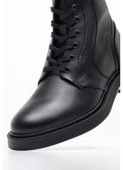 Ανδρικά Μποτάκια Lwt.Boot Μαύρο Δέρμα Tommy Hilfiger