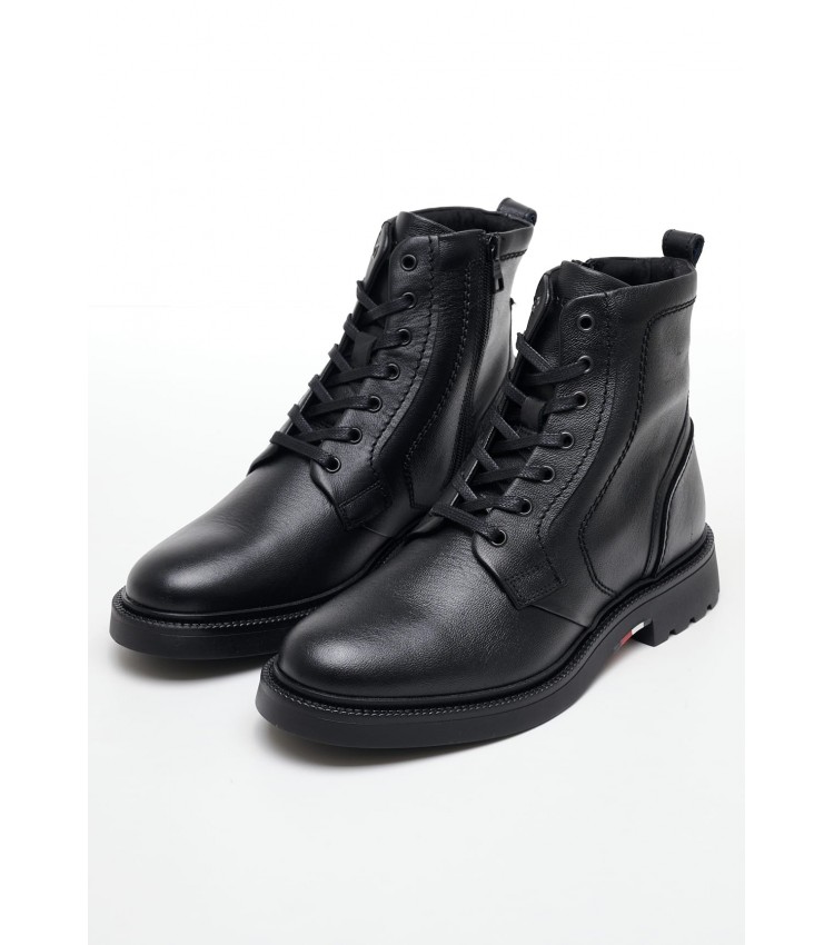 Men Boots Lwt.Boot Black Leather Tommy Hilfiger