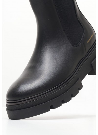 Γυναικεία Μποτάκια Monochromatic.Boot Μαύρο Δέρμα Tommy Hilfiger