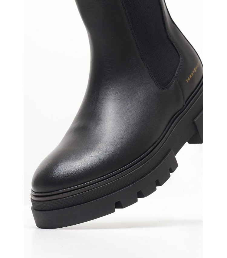 Γυναικεία Μποτάκια Monochromatic.Boot Μαύρο Δέρμα Tommy Hilfiger