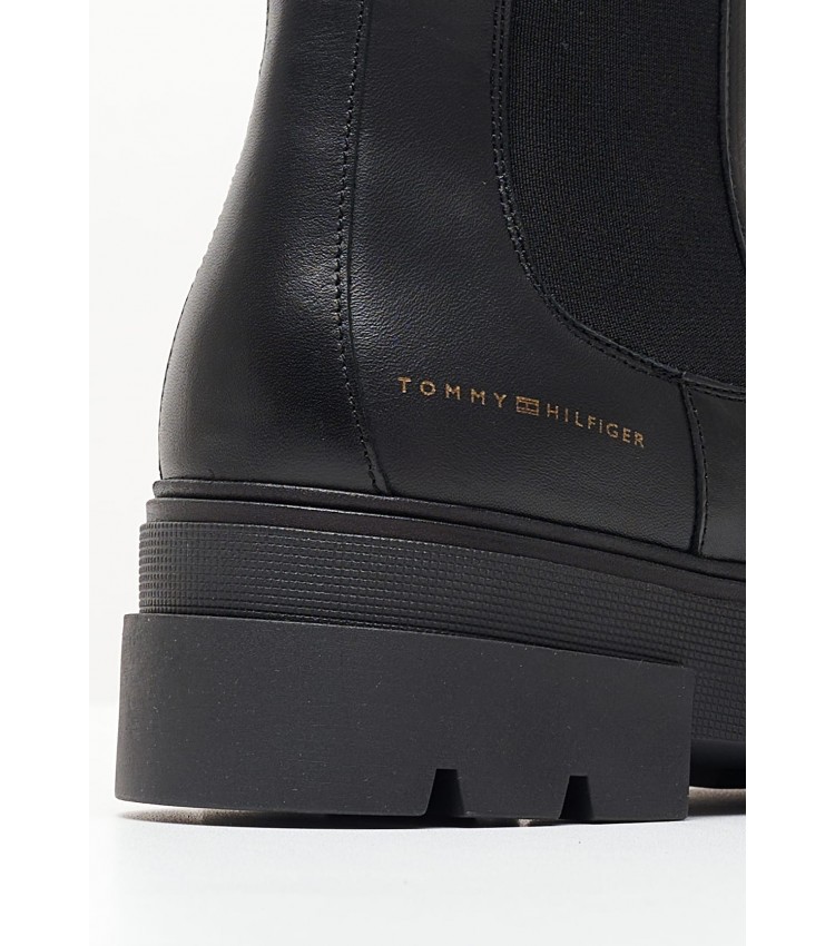 Γυναικεία Μποτάκια Monochromatic.Boot Μαύρο Δέρμα Tommy Hilfiger