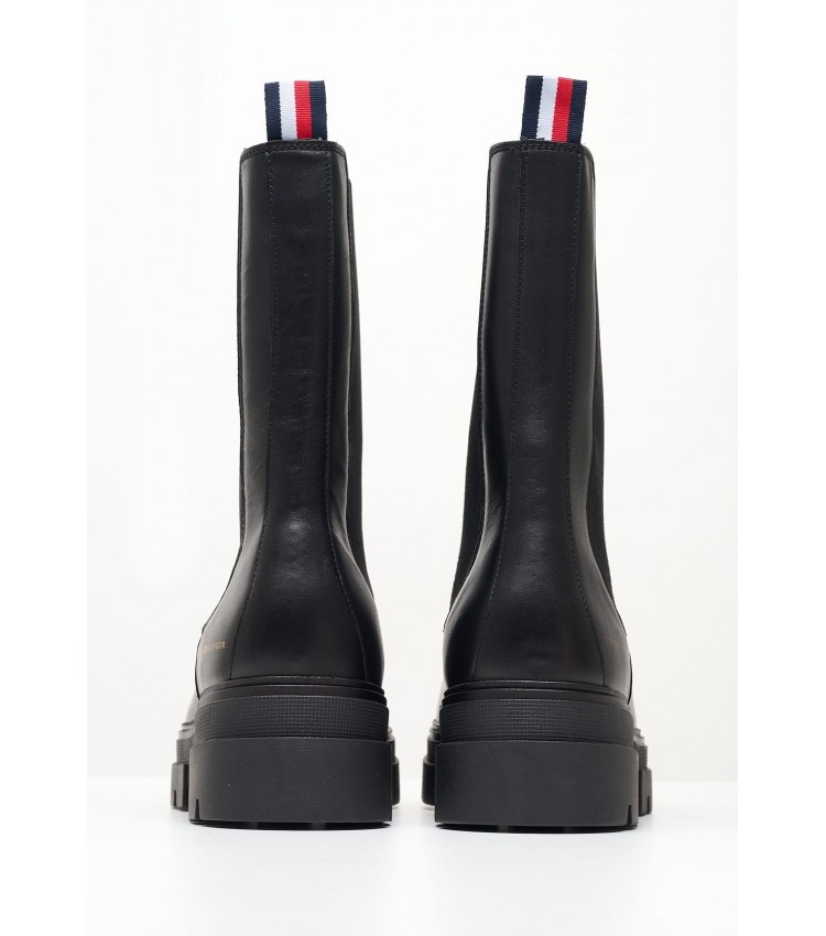 Γυναικεία Μποτάκια Monochromatic.Boot Μαύρο Δέρμα Tommy Hilfiger