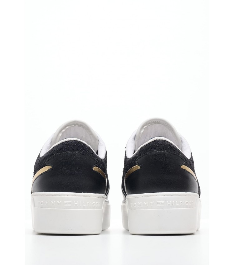 Women Casual Shoes Platform.Monogram Black Leather Tommy Hilfiger