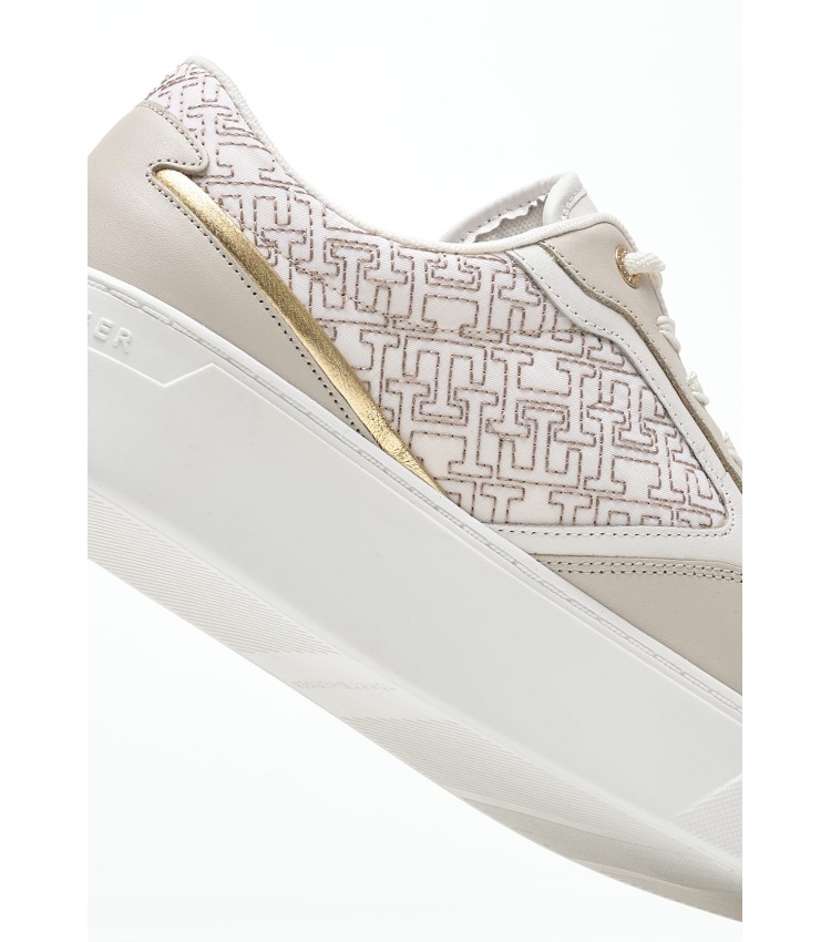 Women Casual Shoes Platform.Monogram White Leather Tommy Hilfiger