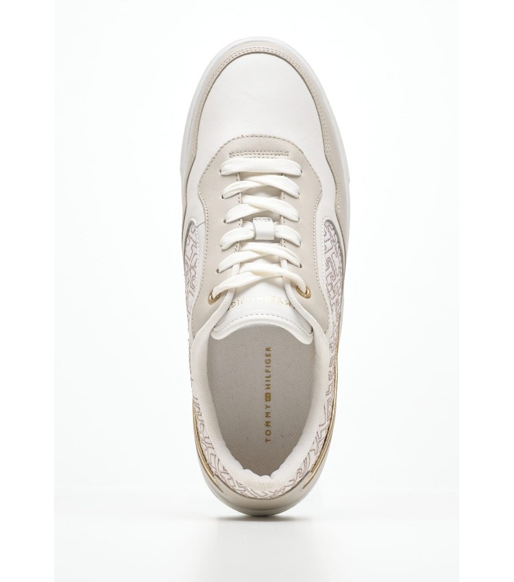 Women Casual Shoes Platform.Monogram White Leather Tommy Hilfiger