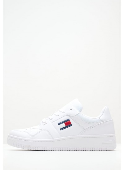 Ανδρικά Παπούτσια Casual Retro.Ess Άσπρο Δέρμα Tommy Hilfiger