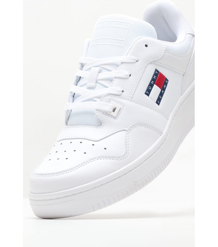 Ανδρικά Παπούτσια Casual Retro.Ess Άσπρο Δέρμα Tommy Hilfiger