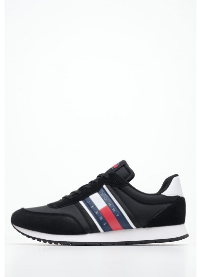 Ανδρικά Παπούτσια Casual Runner.Casual Μαύρο ECOsuede Tommy Hilfiger