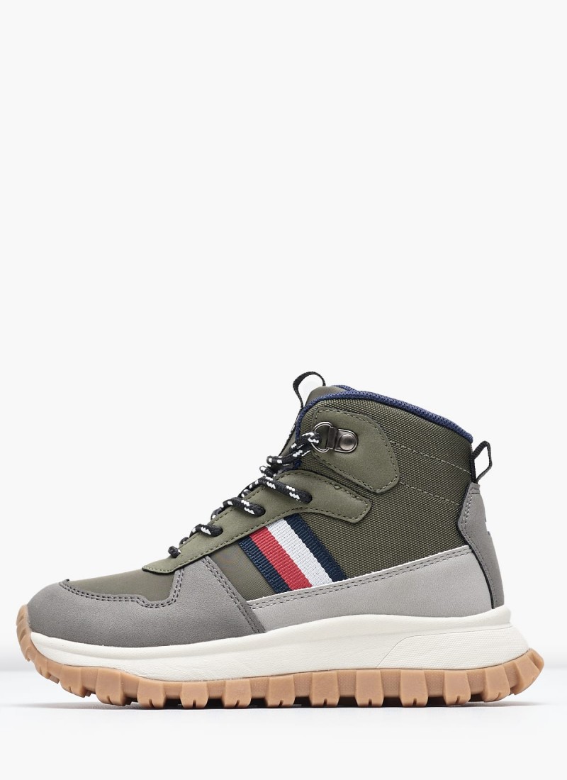 Kids Boots from the Tommy Hilfiger brand Stripes.High Green ECOleather Fabric mortoglou.gr eshop