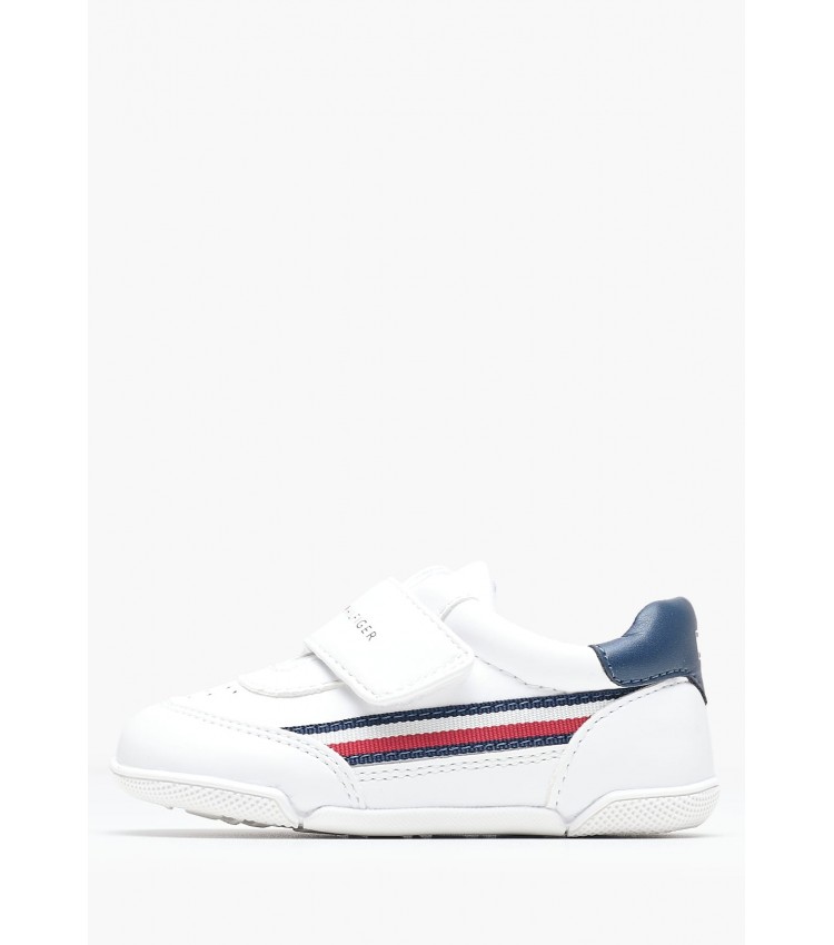 Παιδικά Παπούτσια Casual Stripes.Low Άσπρο ECOleather Tommy Hilfiger