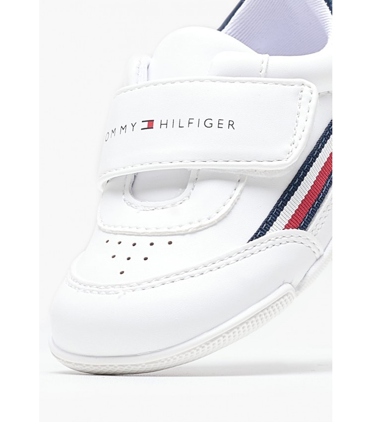 Παιδικά Παπούτσια Casual Stripes.Low Άσπρο ECOleather Tommy Hilfiger