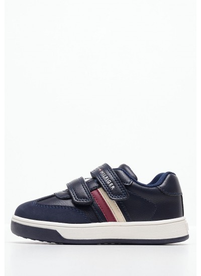 Παιδικά Παπούτσια Casual Stripes.Vlc Μπλε ECOleather Tommy Hilfiger