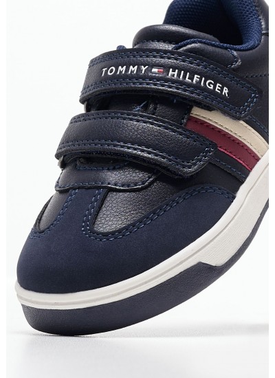 Παιδικά Παπούτσια Casual Stripes.Vlc Μπλε ECOleather Tommy Hilfiger