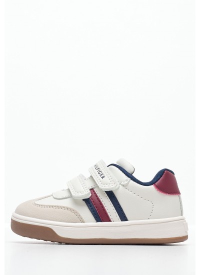 Παιδικά Παπούτσια Casual Stripes.Vlc Μπεζ ECOleather Tommy Hilfiger