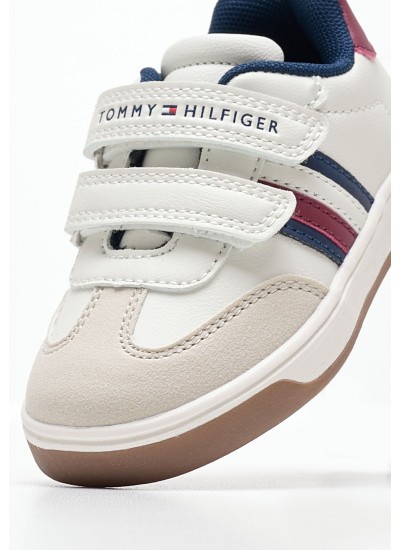 Παιδικά Παπούτσια Casual Stripes.Vlc Μπεζ ECOleather Tommy Hilfiger