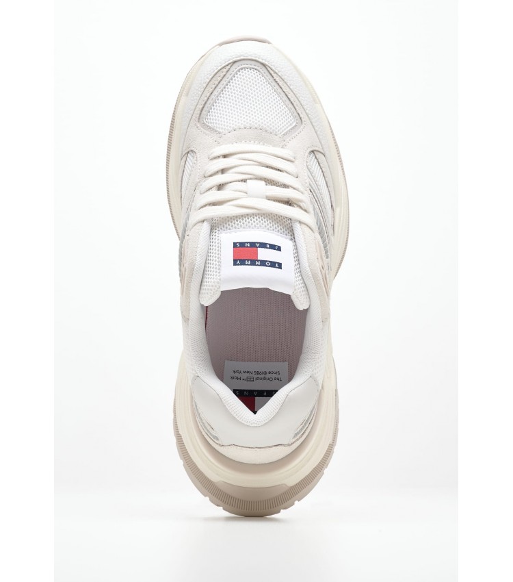 Women Casual Shoes Tjw.Trendy Beige Leather Tommy Hilfiger