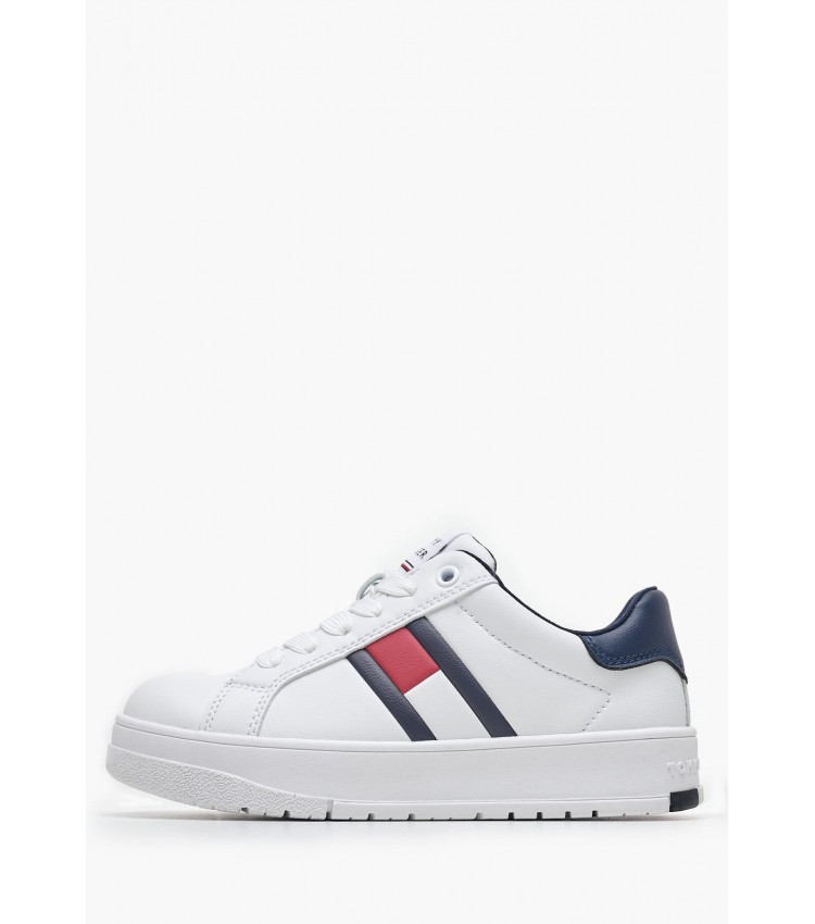 Παιδικά Παπούτσια Casual Uni.Flag Άσπρο ECOleather Tommy Hilfiger