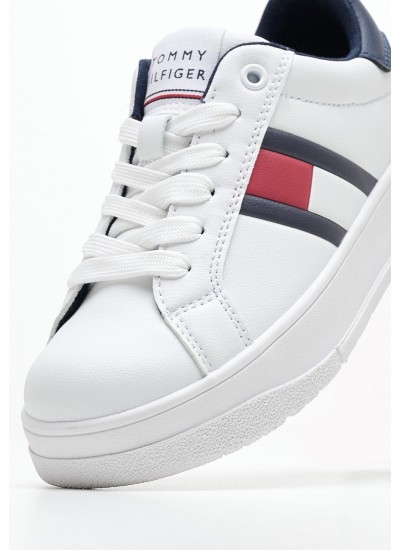 Παιδικά Παπούτσια Casual Uni.Flag Άσπρο ECOleather Tommy Hilfiger