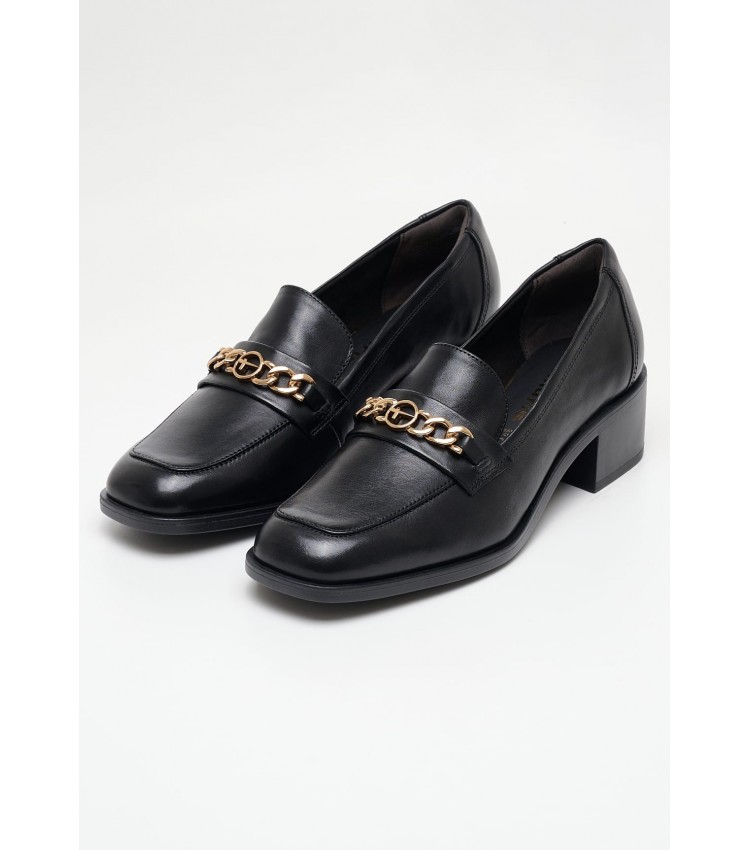 Women Moccasins 24318 Black Leather Tamaris