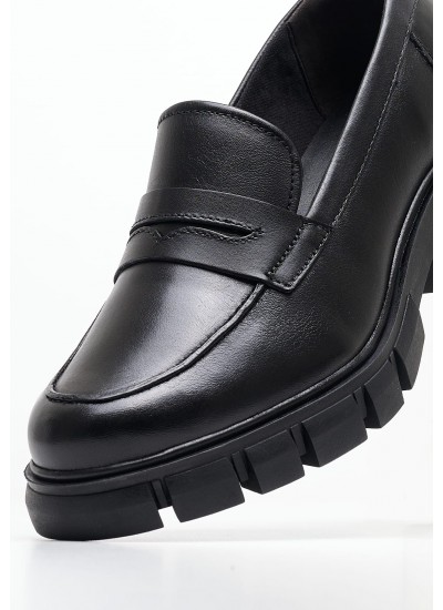 Women Moccasins 24439 Black Leather Tamaris