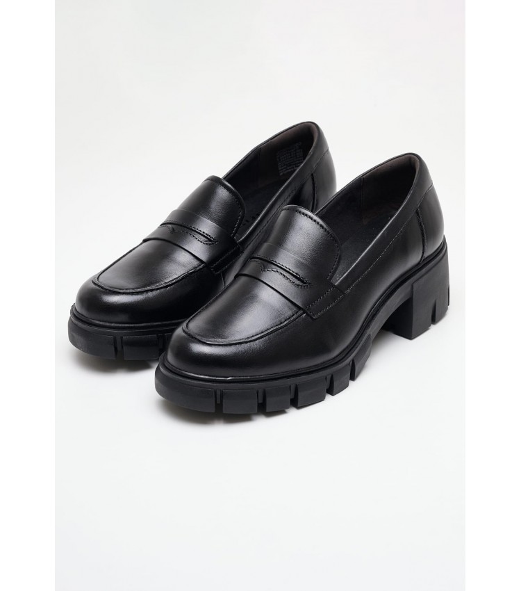 Women Moccasins 24439 Black Leather Tamaris