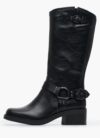 Women Boots Stone Black Leather Ash