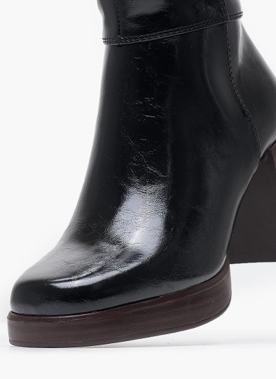 Women Boots Stone Black Leather Ash