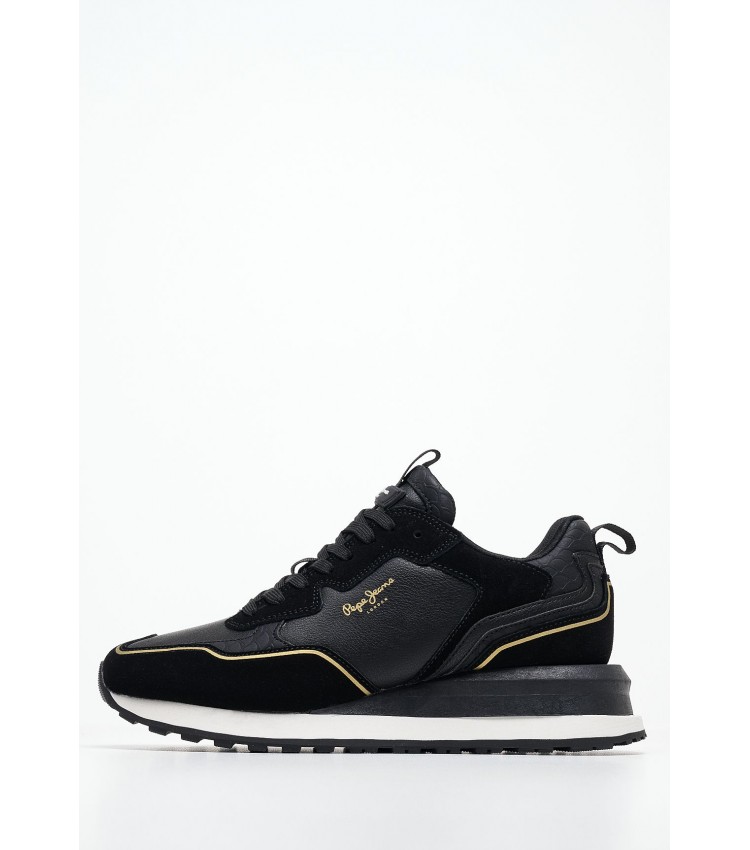 Women Casual Shoes Blur.Supra Black Leather Pepe Jeans