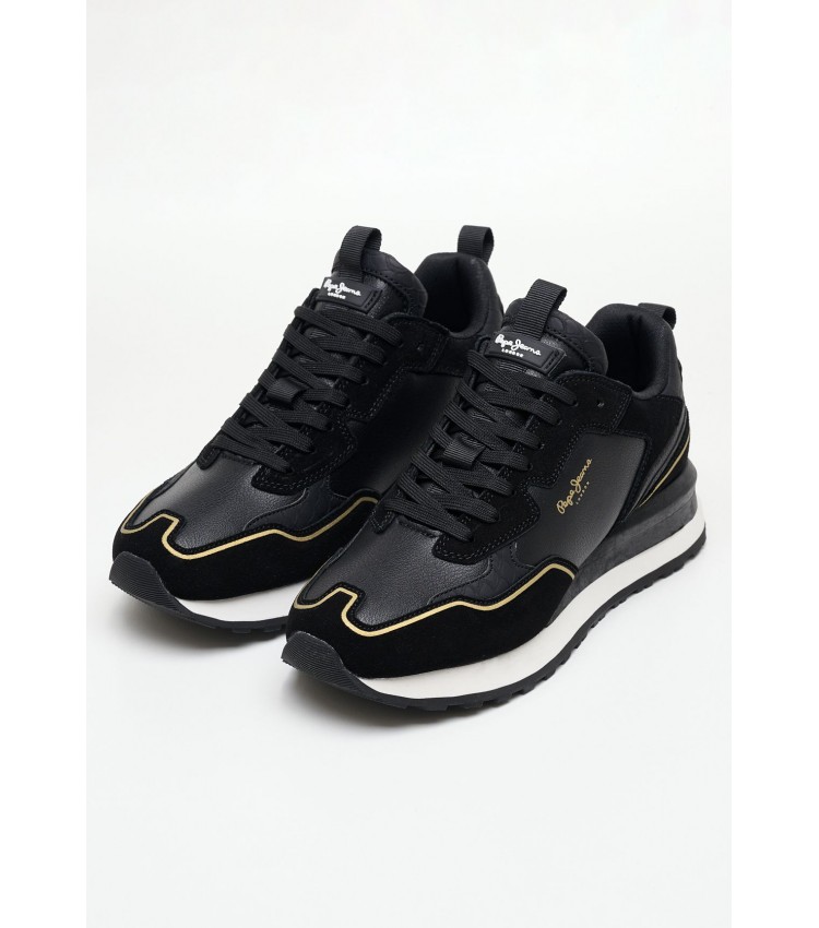 Women Casual Shoes Blur.Supra Black Leather Pepe Jeans