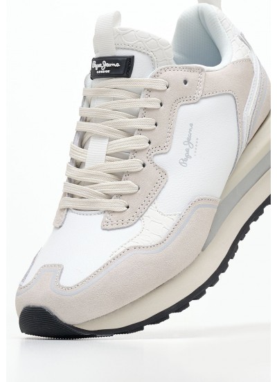 Women Casual Shoes Blur.Supra White Leather Pepe Jeans