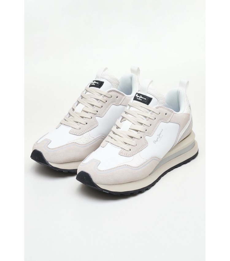 Women Casual Shoes Blur.Supra White Leather Pepe Jeans