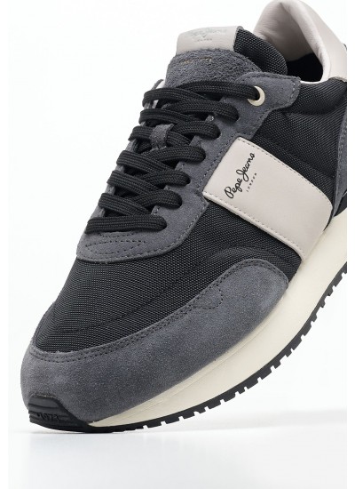 Ανδρικά Παπούτσια Casual Buster.Supra Μαύρο Ύφασμα Pepe Jeans