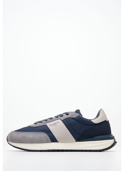 Men Casual Shoes Buster.Supra Blue Fabric Pepe Jeans